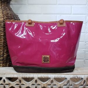 Dooney & Bourke Dark Pink Venus Lee Tote with Suede Bottom Red Interior